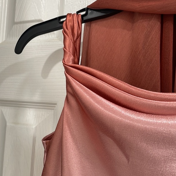 Glamorous one of a kind dress in shades of terracotta, pink, red size small - Picture 7 of 9